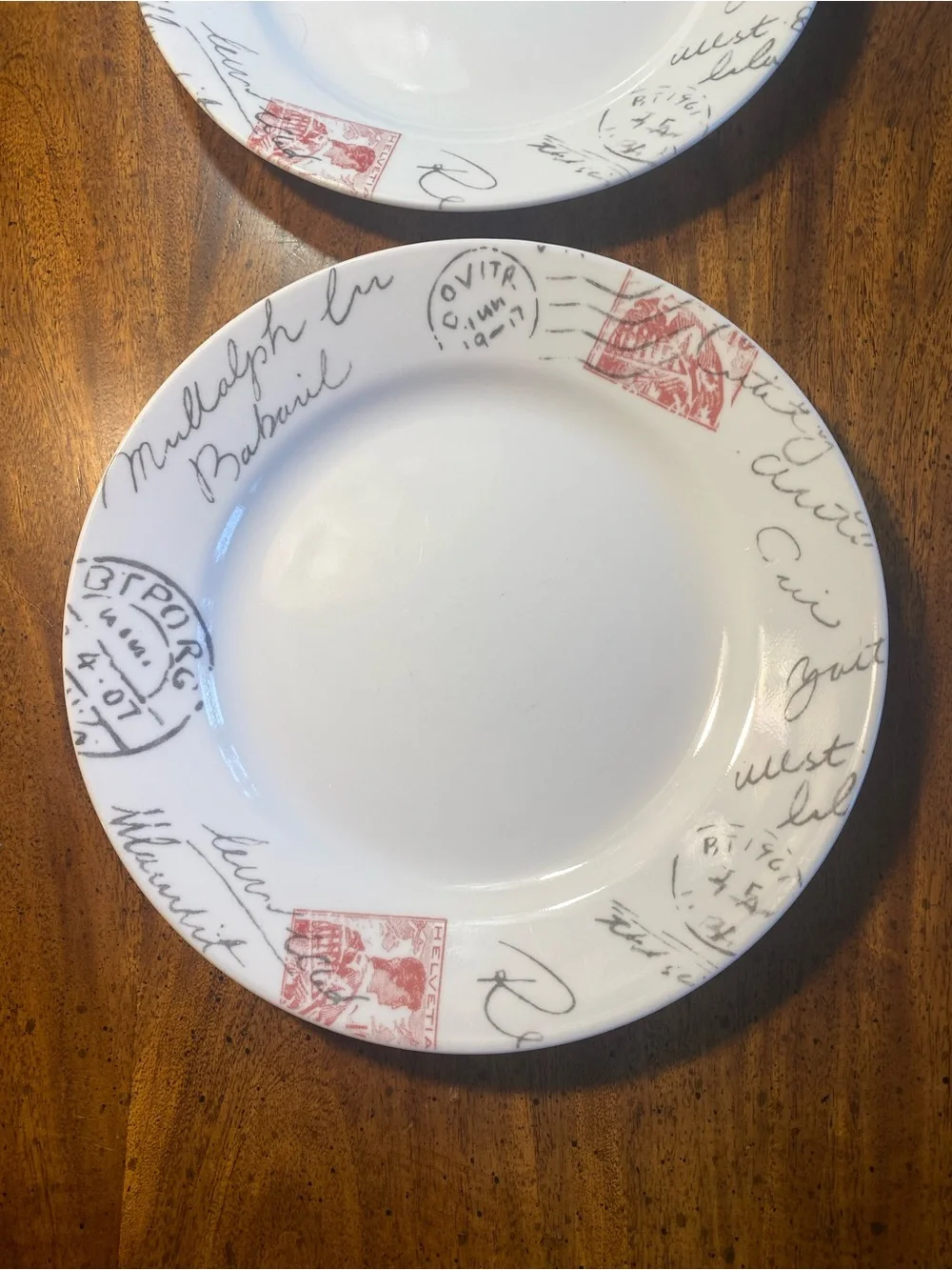 Corelle Sincerely Yours Postage Stamp 8.5”Salad Plates  - Set of 4